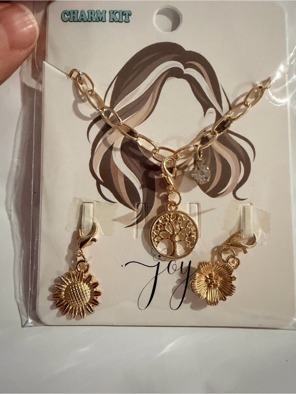 Gold Tree & Sunflower Charm Bracelet Set
